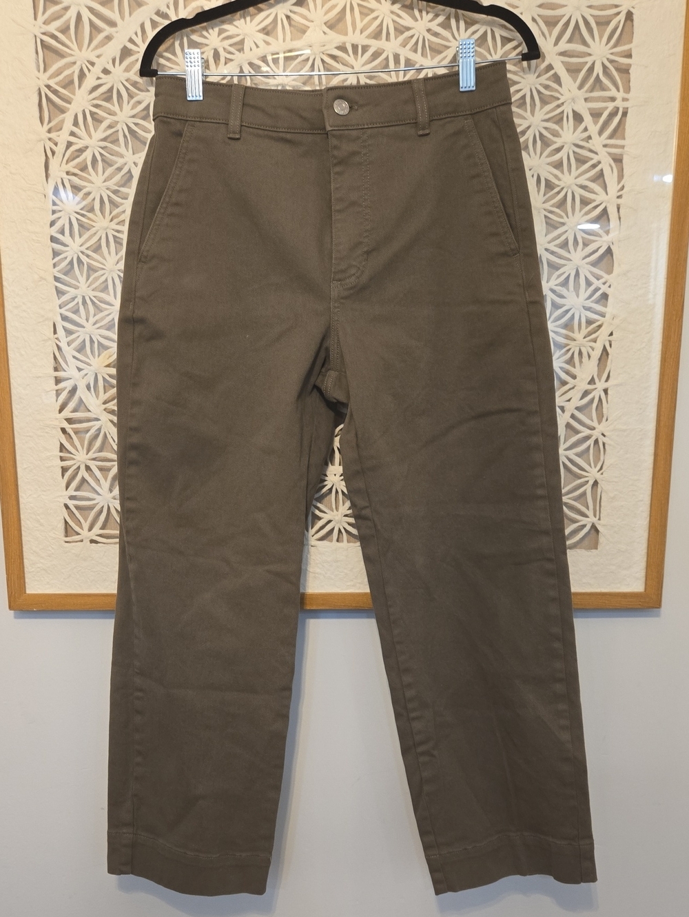Everlane Olive Green High-Rise Wide-Leg Cropped Jeans Size 6R